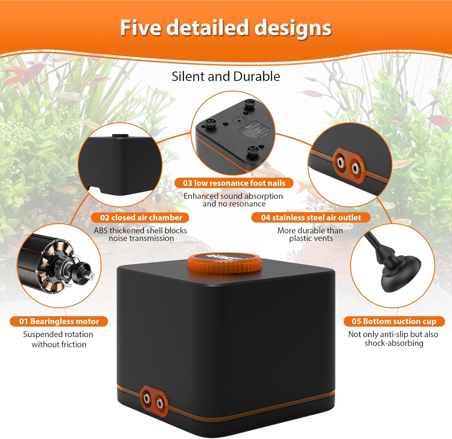 Thumbnail 1 de hygger Aquarium Air Pump (11W) with 2 Air Outlets – ultra-quiet adjustable aeration for fish tanks up to 2200 litres