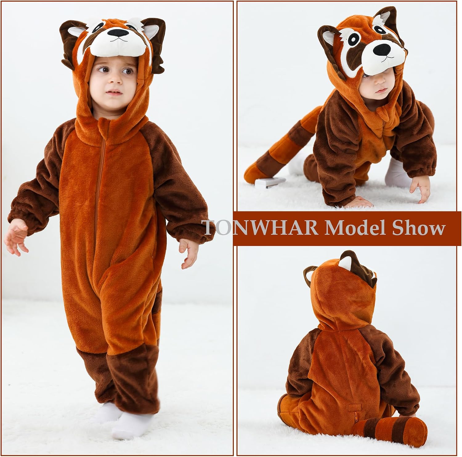 Detalle de TONWHAR Baby Raccoon Romper, Polyester Flannel Halloween Costume and Playwear, 0-5T