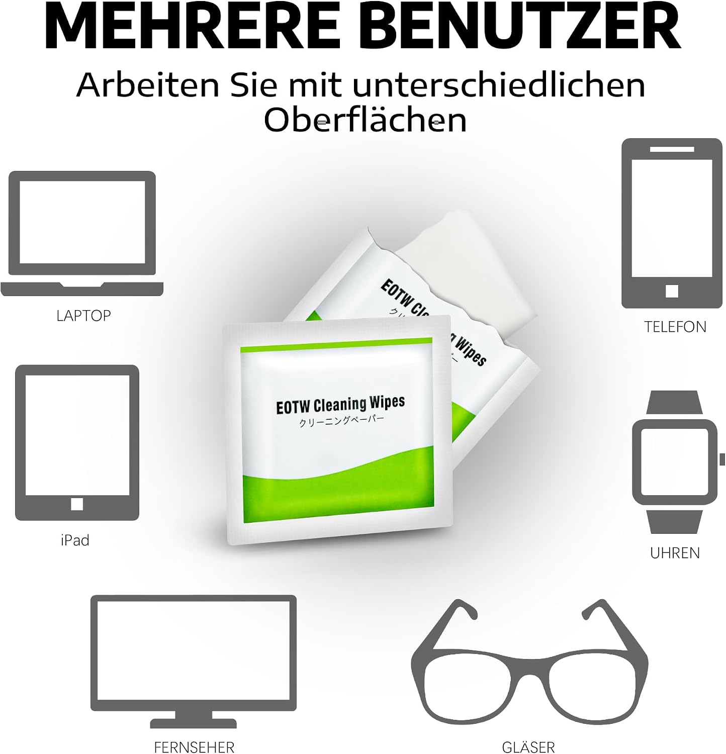 Thumbnail 2 de Bildschirm Reinigungstücher Brillenputztücher 60 Stück