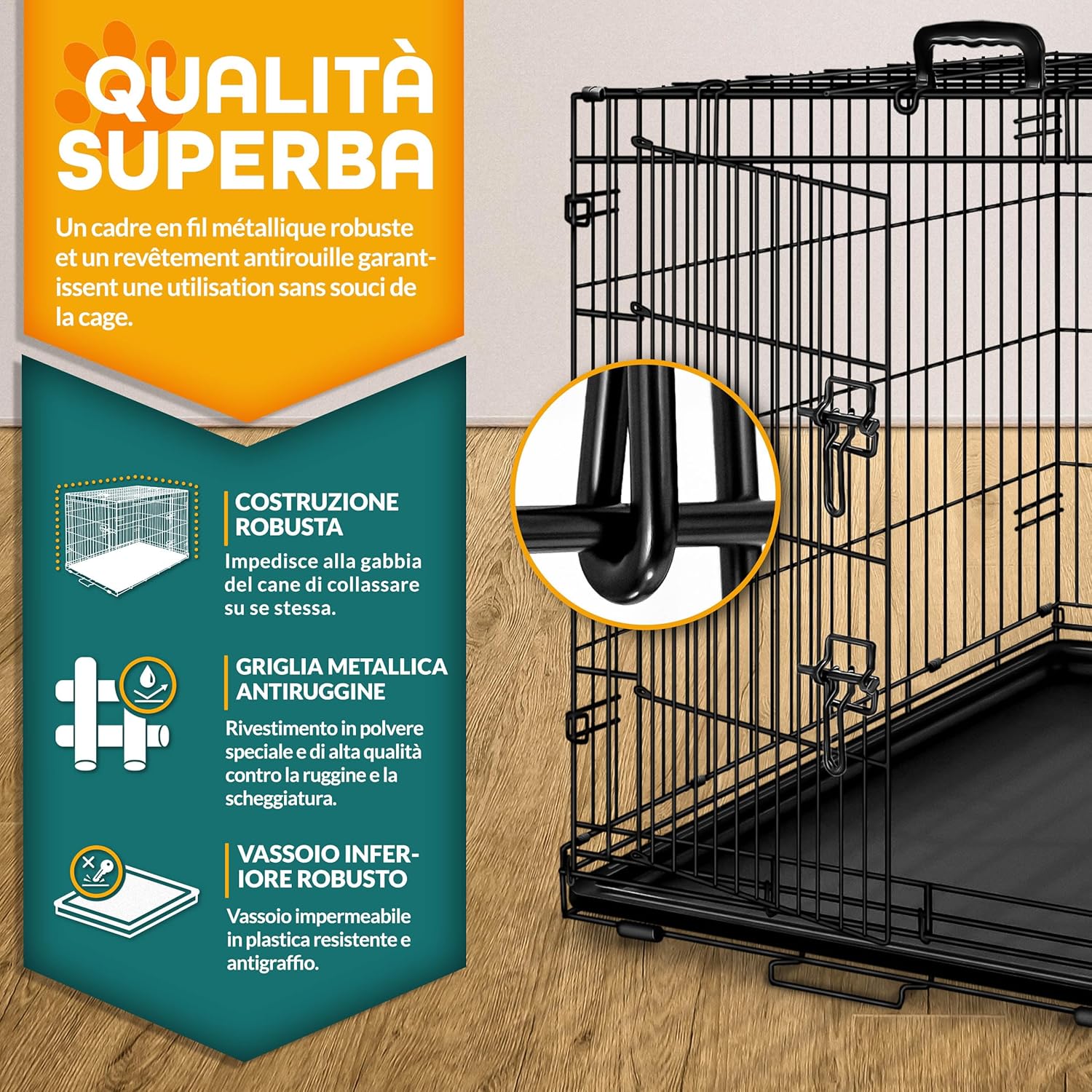 Thumbnail 1 de TRESKO Gabbia Pieghevole XXL 122x74,5x80,5 cm