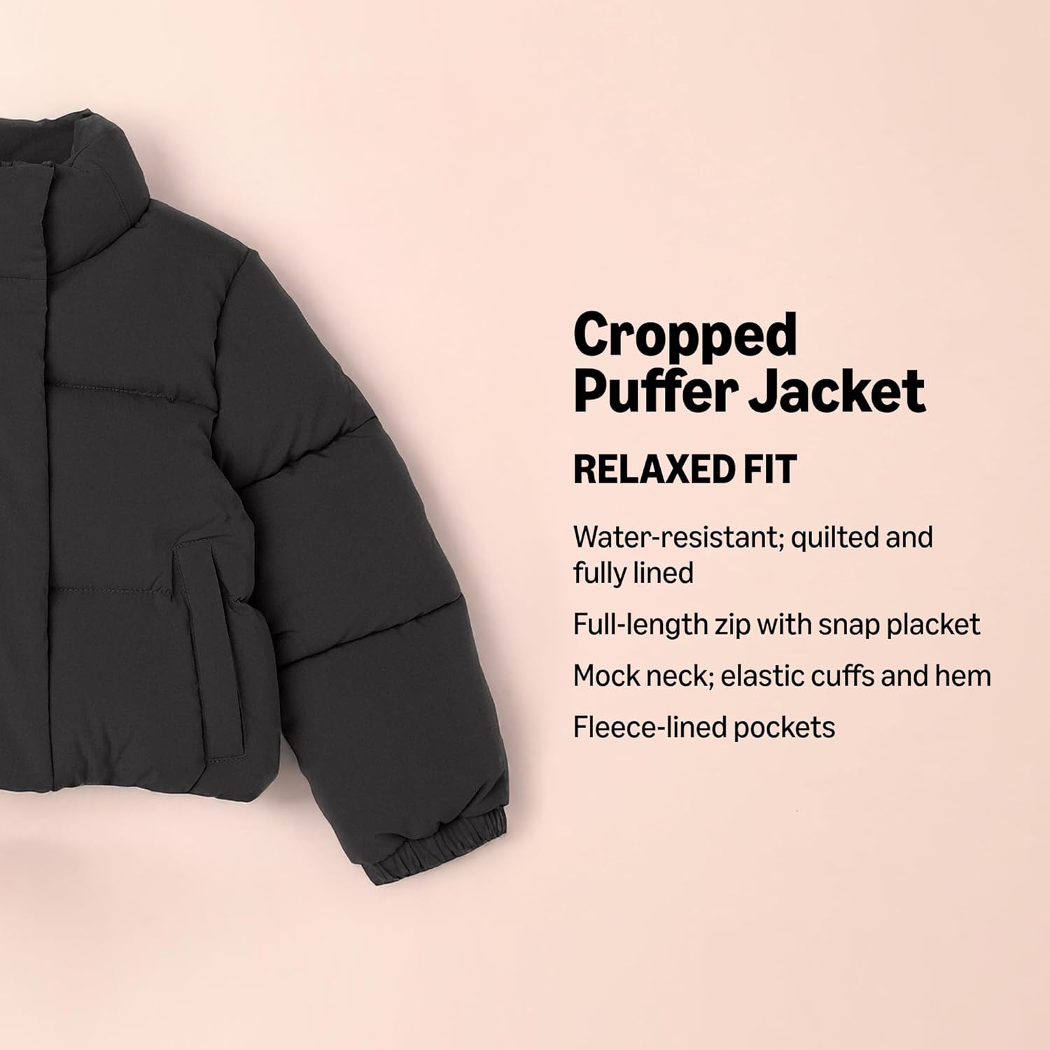 Thumbnail 1 de Amazon Essentials Girls’ Cropped Full-Zip Puffer Jacket (quilted or sherpa fleece)