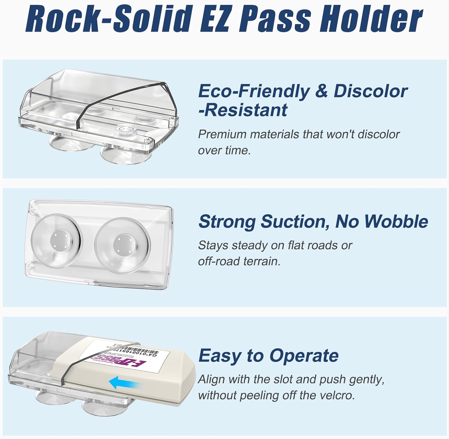 Thumbnail 5 de Zeyitian EZ Pass Holder Clear 1 Pack with Super Strong Suction Cups