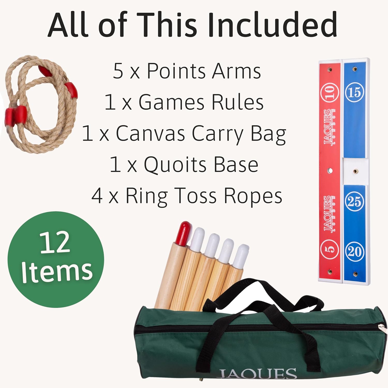 Thumbnail 2 de Jaques of London Quoits Garden Game (4 Rope Quoit Ring Toss) | Wooden Quoits Set for Outdoor Lawn Play
