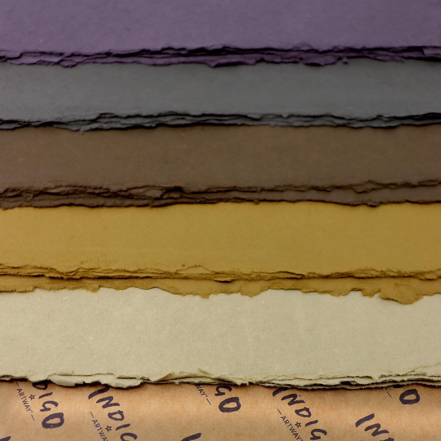 Detalle de Artway Indigo A4 Cotton Rag Paper — Coloured Handmade Pack (25 sheets x 5 colours, 220–250gsm)