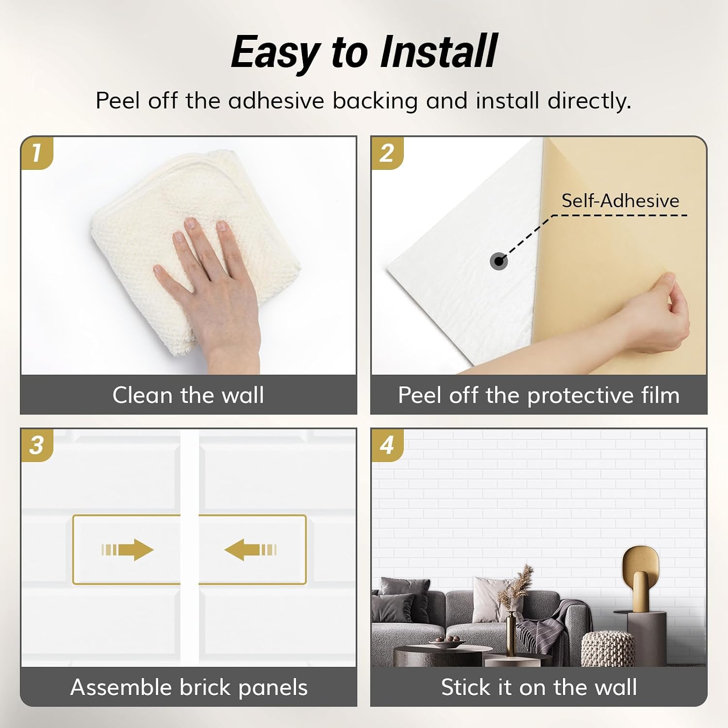 Thumbnail 6 de TONOR 25042 Brick Acoustic Panels, Self-Adhesive Polyester, 120 x 60 x 0.9 cm