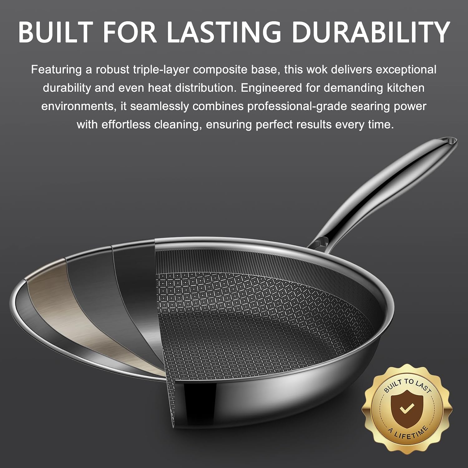 Thumbnail 4 de Todlabe 28cm Non Stick Frying Pan – Stainless Steel with Lid, Heat-Resistant Handle and Oven Safe Up to 260°C