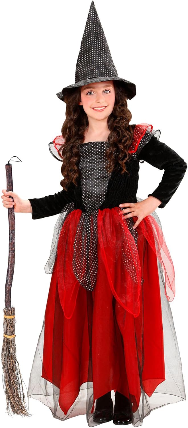 Thumbnail 1 de W WIDMANN MILANO Party Fashion Kinderkostüm Hexe – bodenlanges Kleid mit Hexenhut, Größe 140 cm
