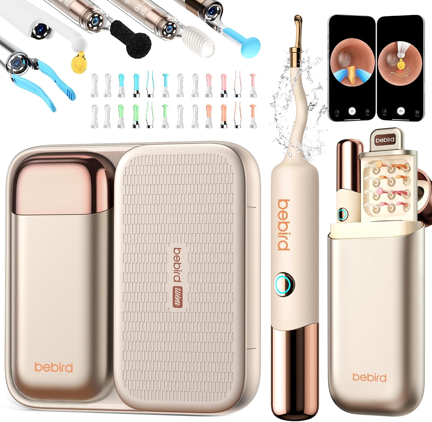 Detalle de Bebird Earsight Ultra 5G Visual Earwax Removal Tool with 2K Camera, Champagne Gold