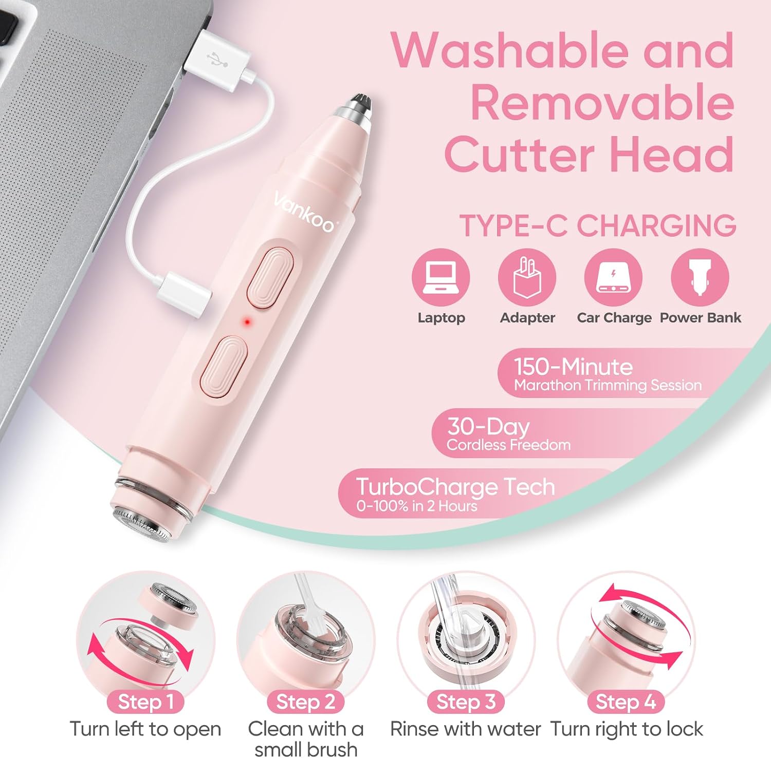 Thumbnail 4 de Vankoo 2-in-1 Facial Hair Remover Eyebrow Trimmer