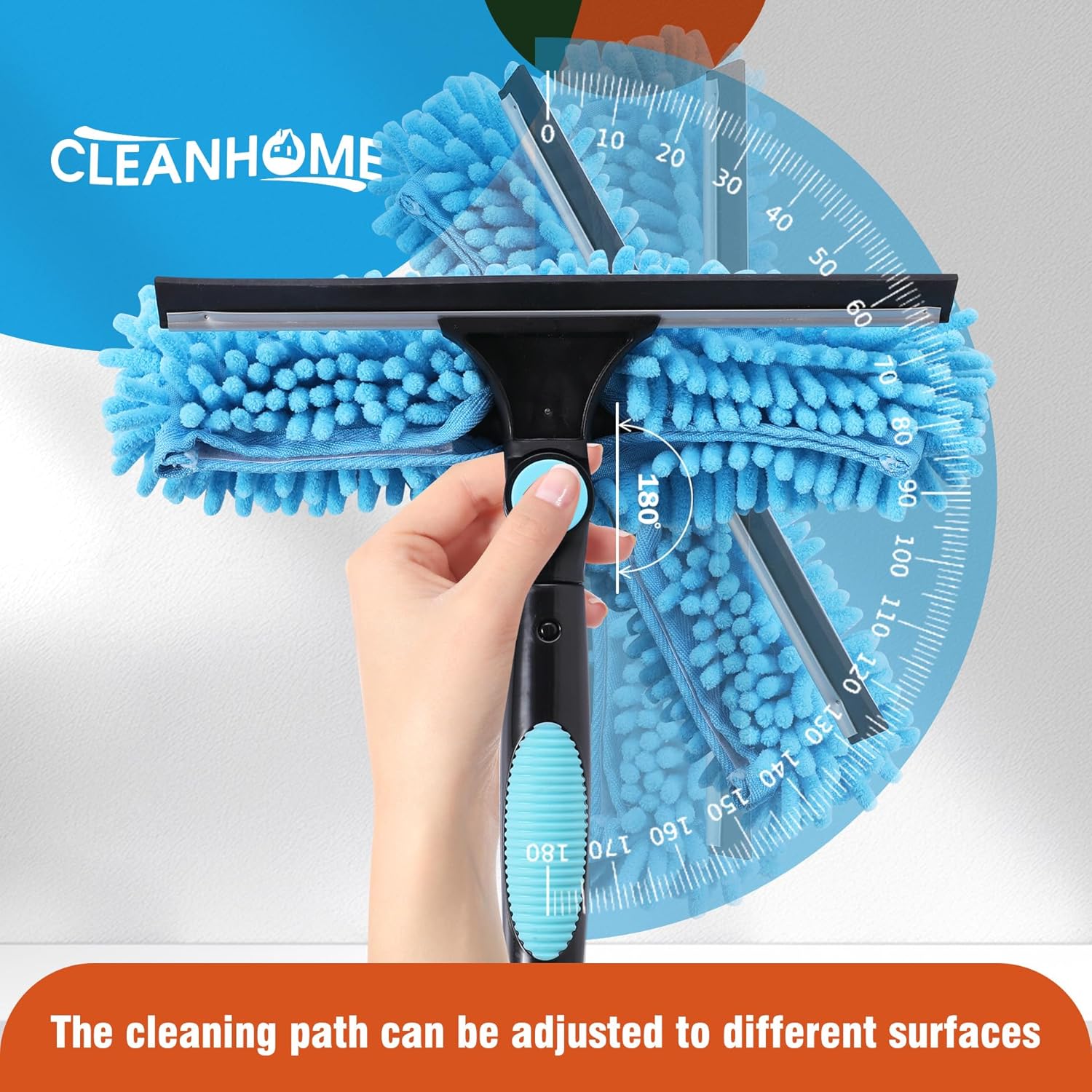 Thumbnail 2 de CLEANHOME telescopic window cleaner tool with rotatable squeegee and 6-pole sections (max 92.52in)