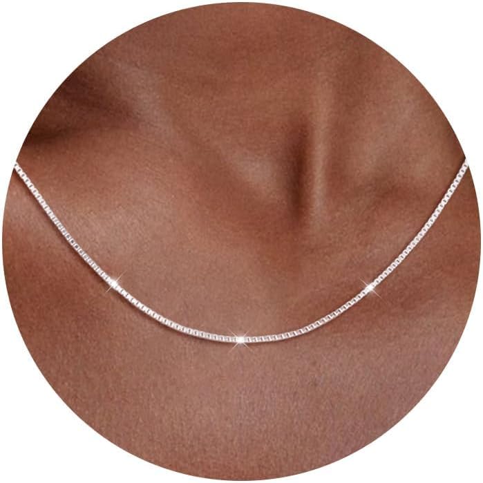 Detalle de Meteorstarry Kettenhalskette aus Silber 925 (1 mm Box Chain) – personalisierbare Damen-Kette ohne Anhänger