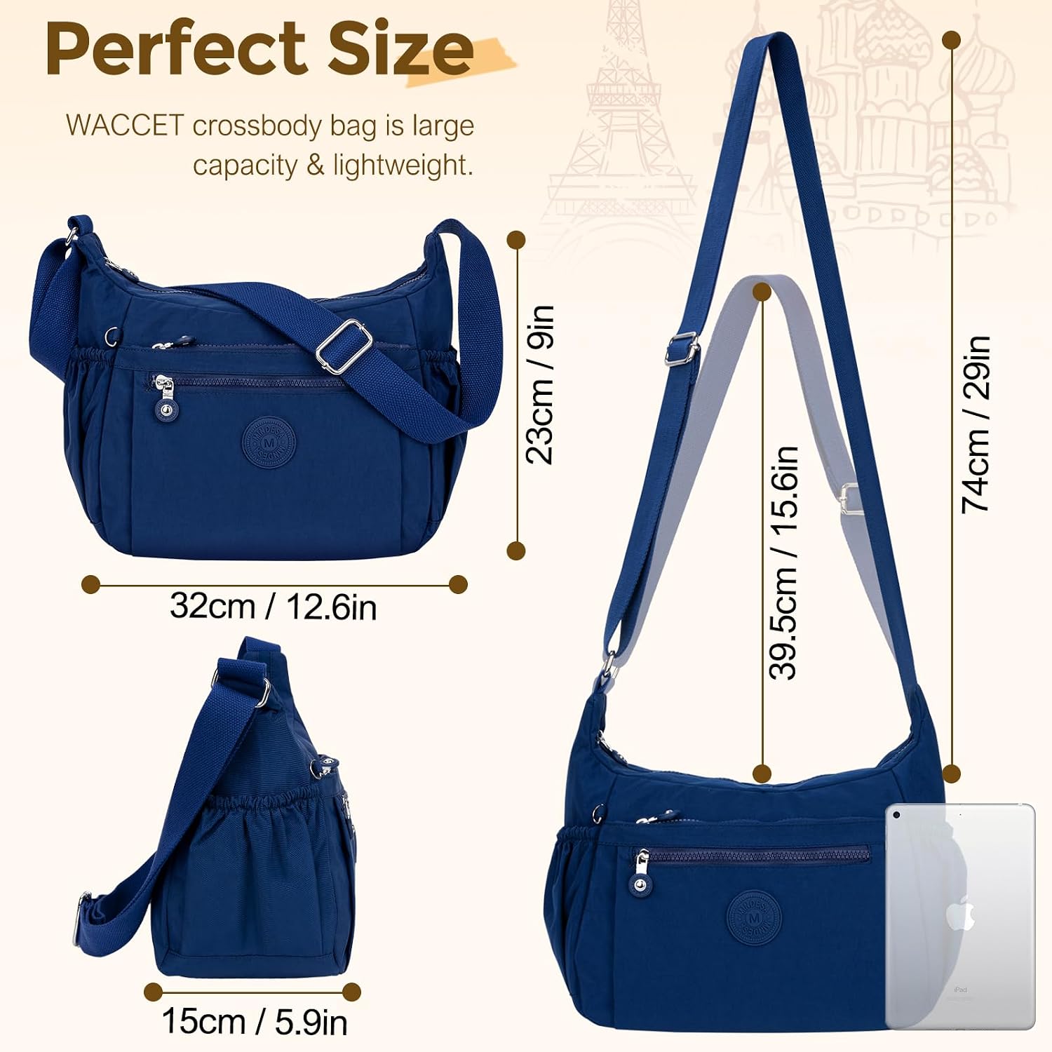 Detalle 1 de WACCET Bolso Bandolera Mujer Grande