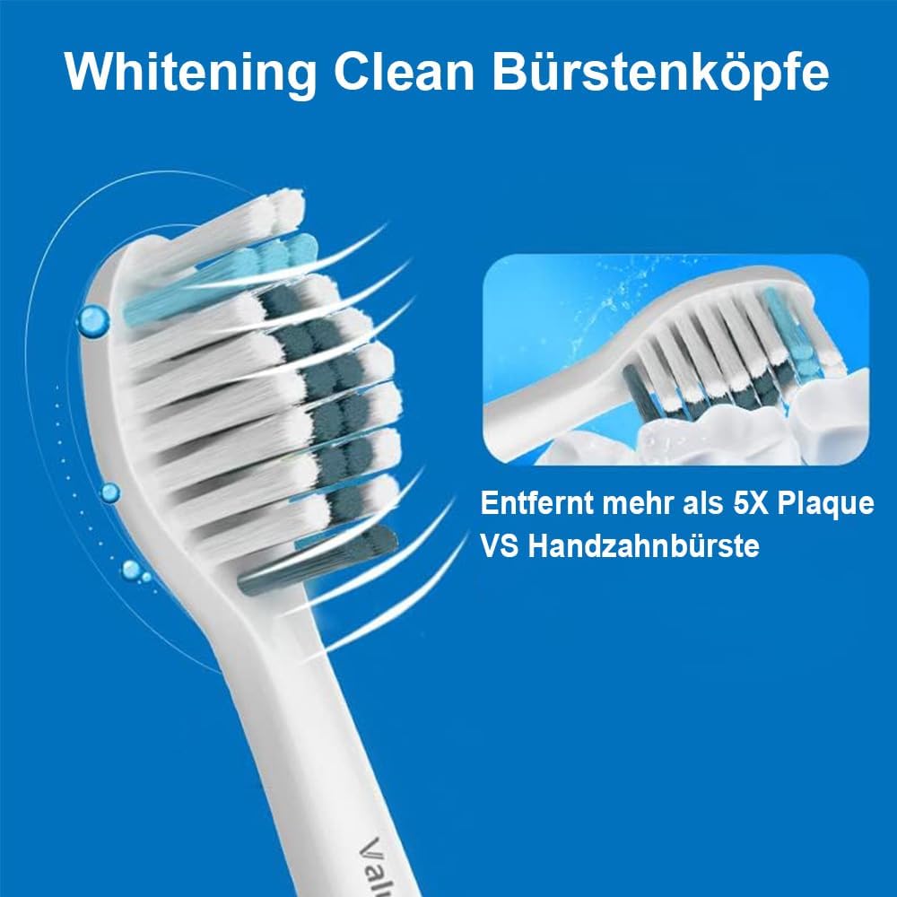 Detalle 2 de 16 Whitening Clean Ersatzbürsten für Philips Sonicare (8x Weiß & 8x Schwarz) – kompatibel mit Snap-On Griffen