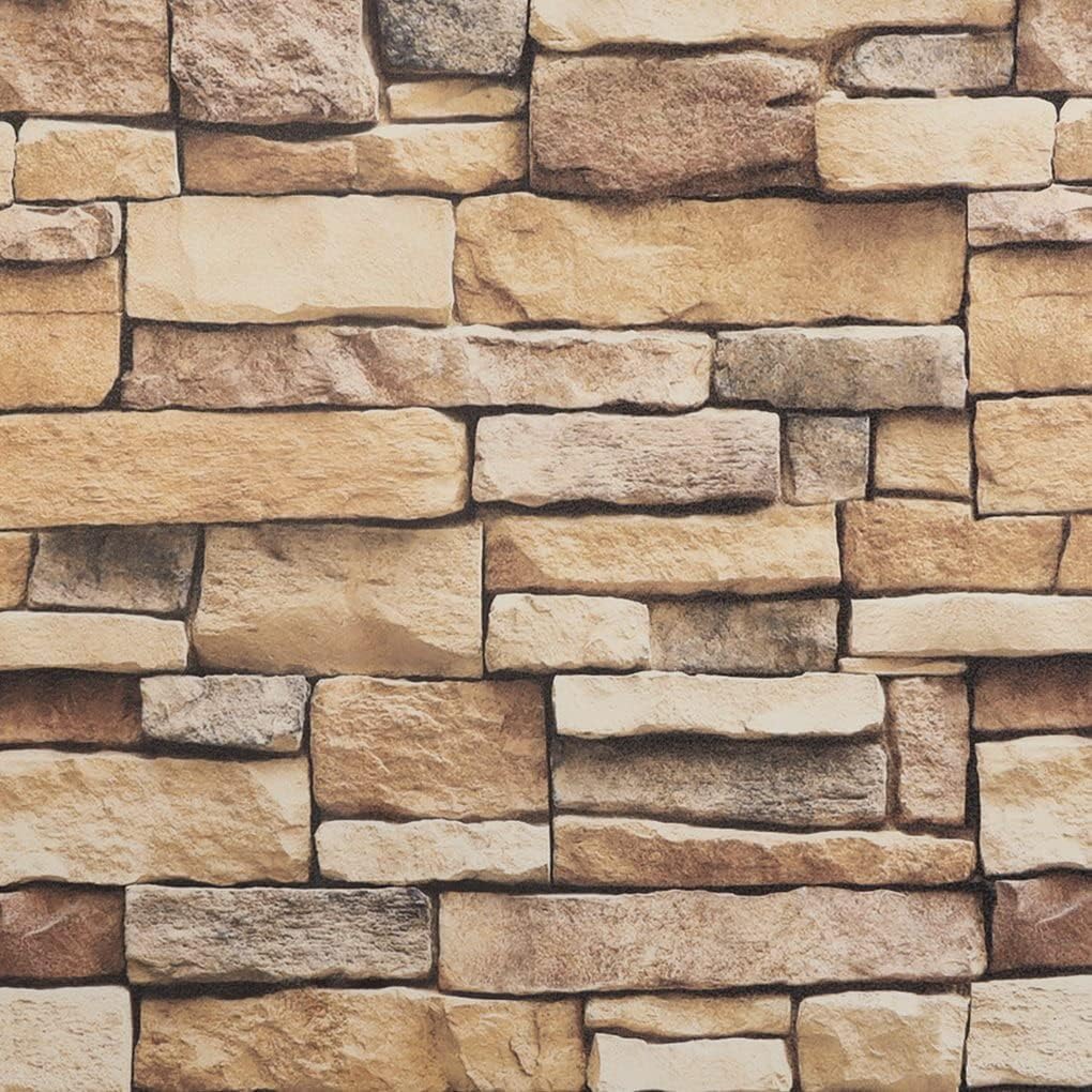 Detalle de Arthome WALL DECOR SWP200-7 självhäftande väggfolie, brun tegel, 44 × 305 cm