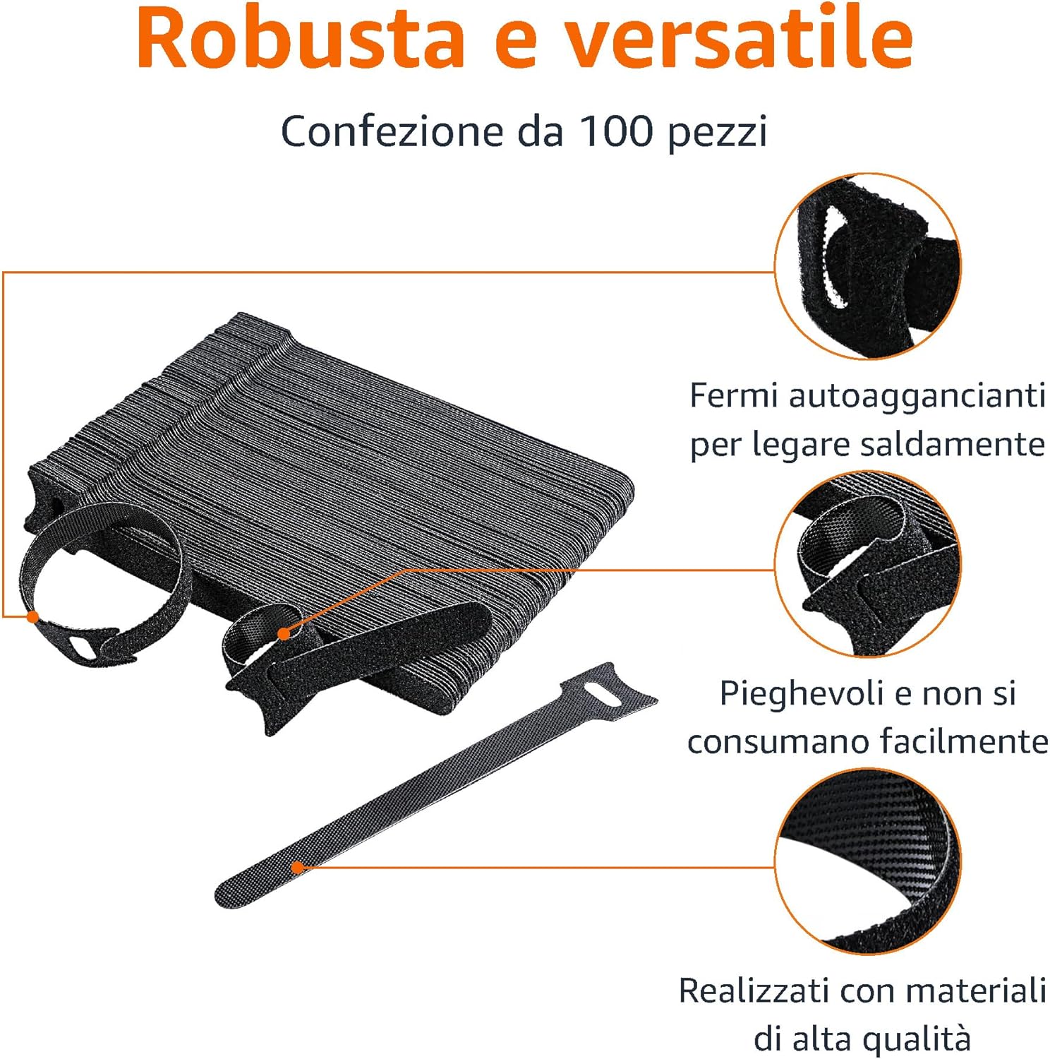 Thumbnail 1 de Amazon Basics Fascette stringicavo regolabili 100 pezzi, 12 x 150 mm, nero