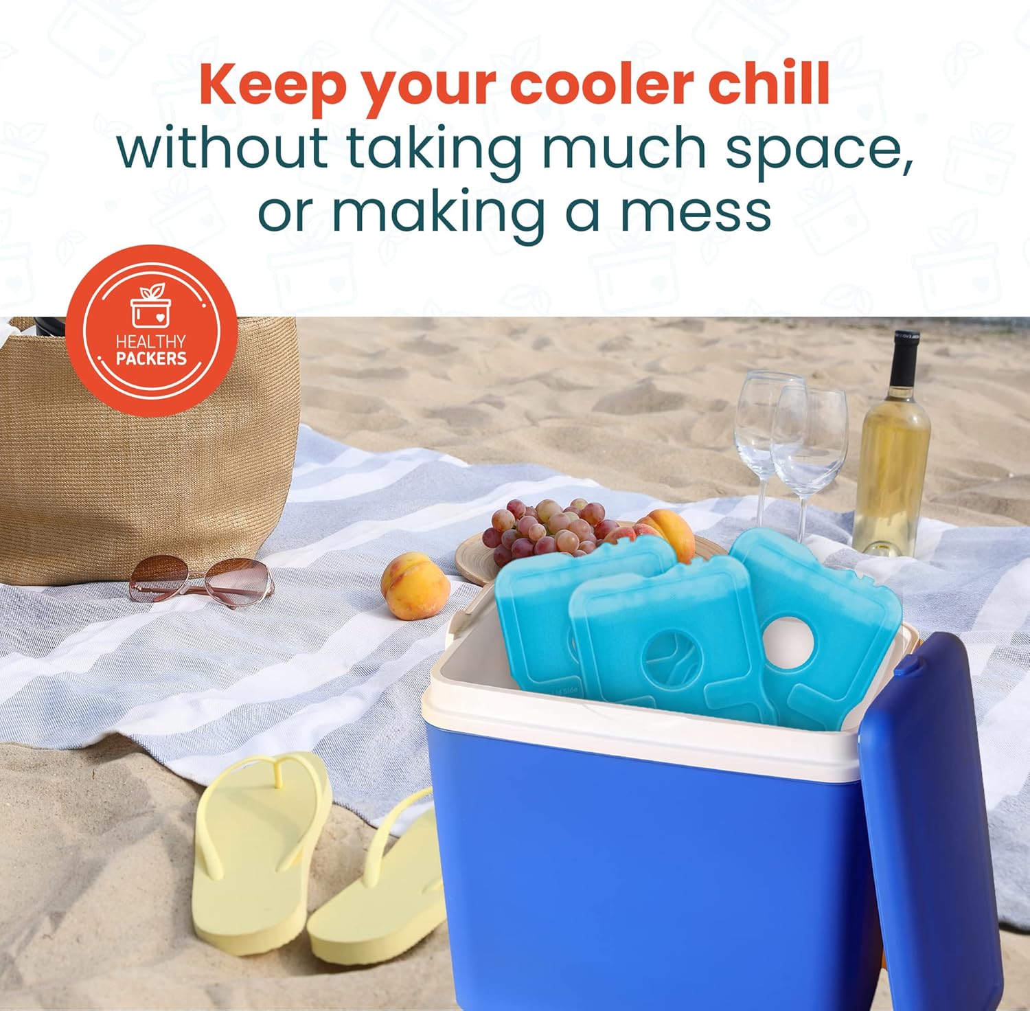 Detalle de Healthy Packers Slim Reusable Gel Ice Packs (Set of 10) for Lunch Boxes & Coolers