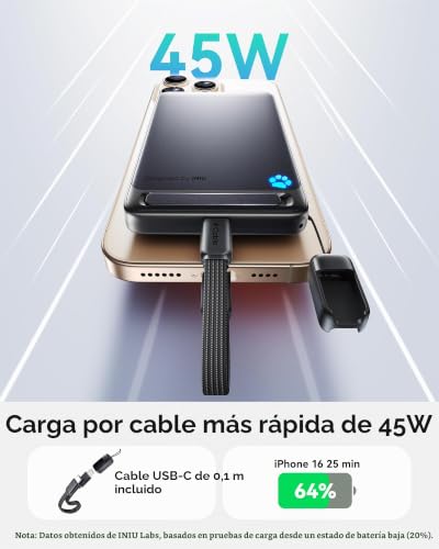 Detalle de INIU Power Bank MagSafe Qi2 15W 10000mAh Ultrafino para iPhone (Magnetic 15 W)