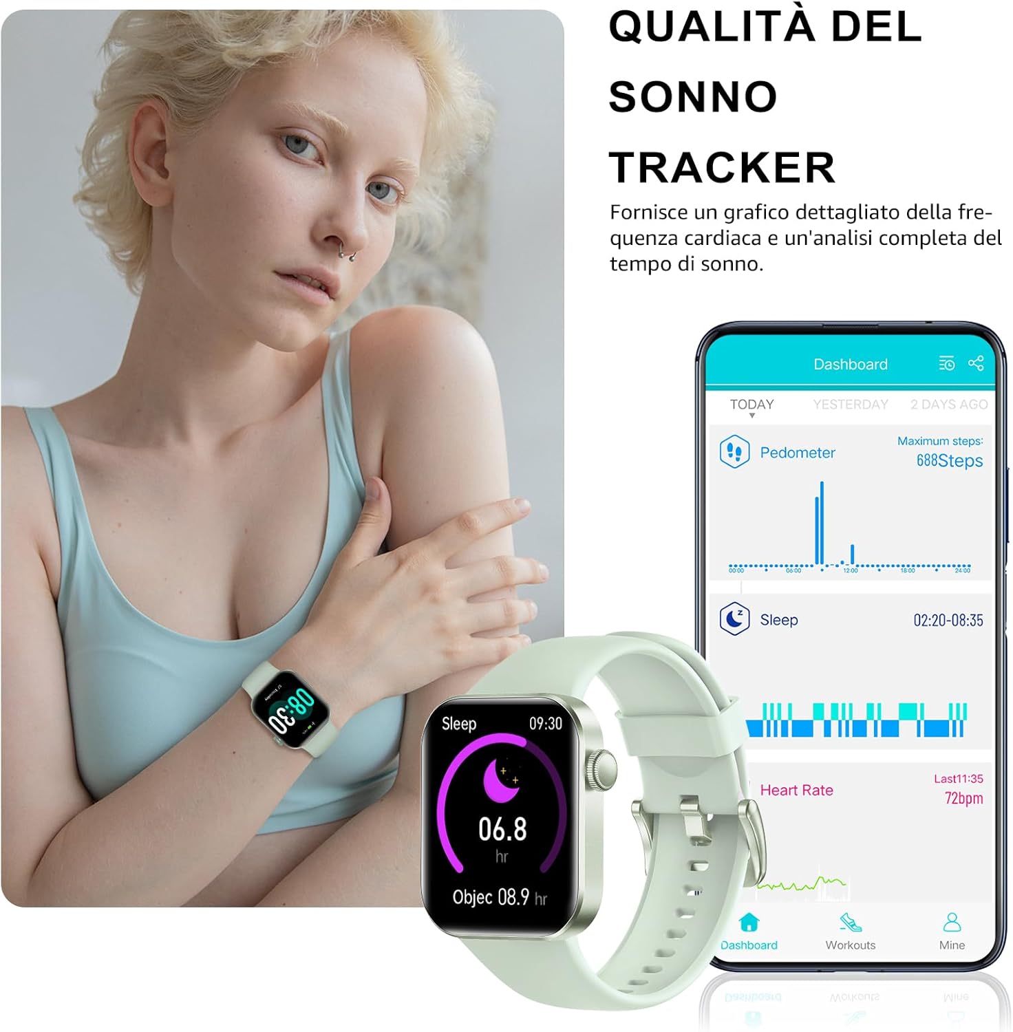 Thumbnail 2 de ASEEYIRJ Smartwatch P2 – 1.85", Telefono Bluetooth, 140 modalità sportive, IP68, cardiofrequenzimetro, SpO2 e autonomia fino a 14 giorni