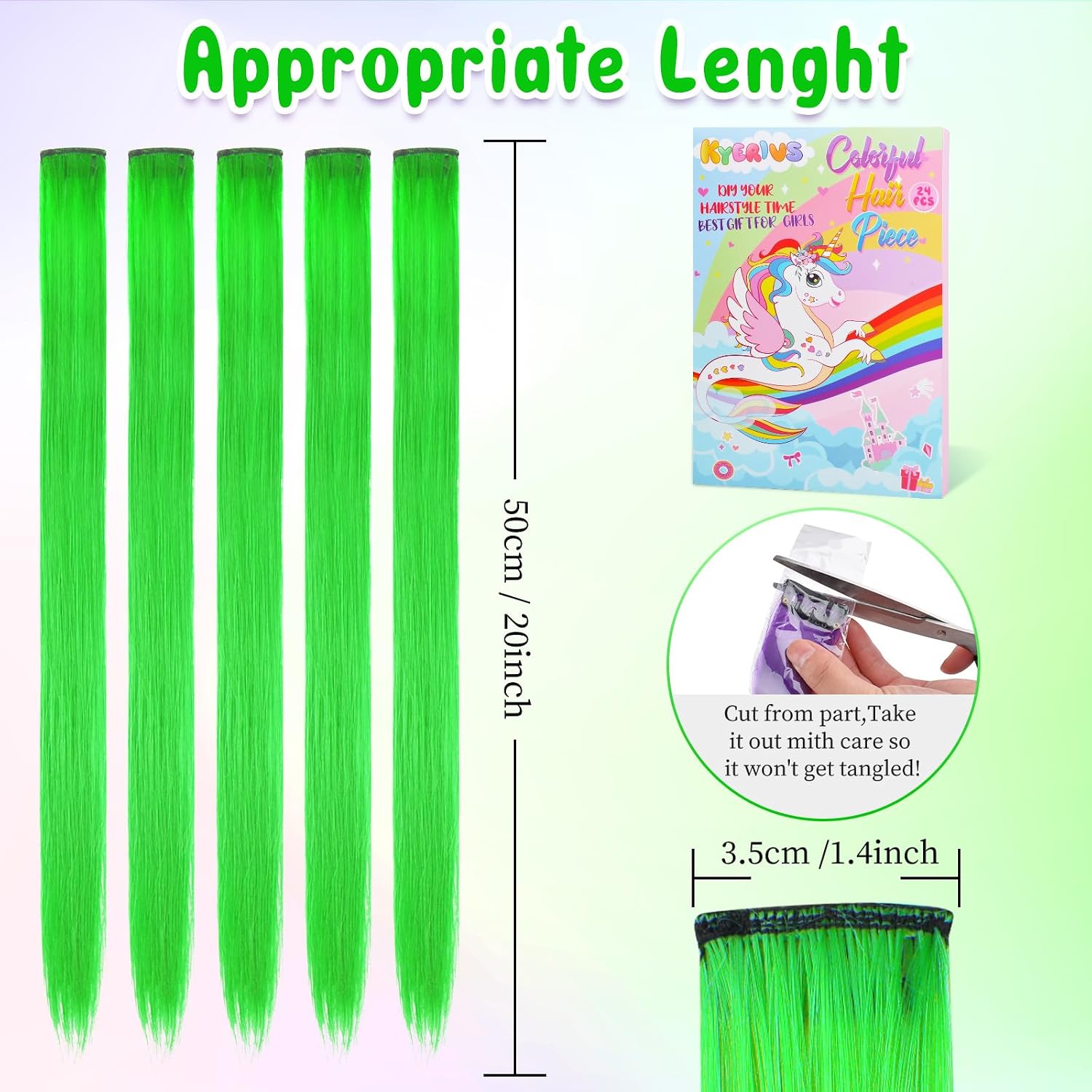 Detalle de Kyerivs clip-in hair extensions, 20-inch