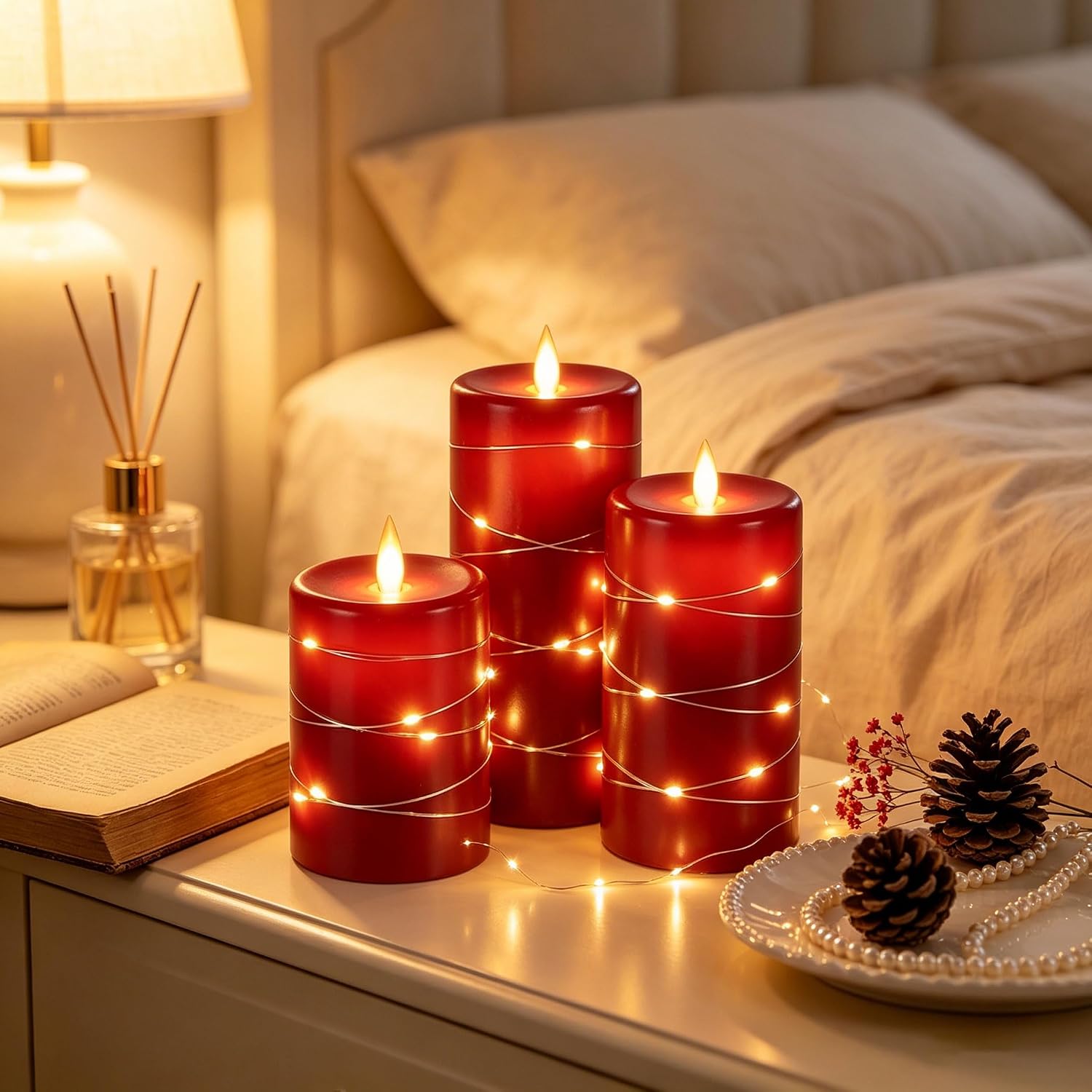 Detalle de Da by Candele LED Angolo di visione a 360 gradi con luci stellate – set da 3 candele a LED con telecomando