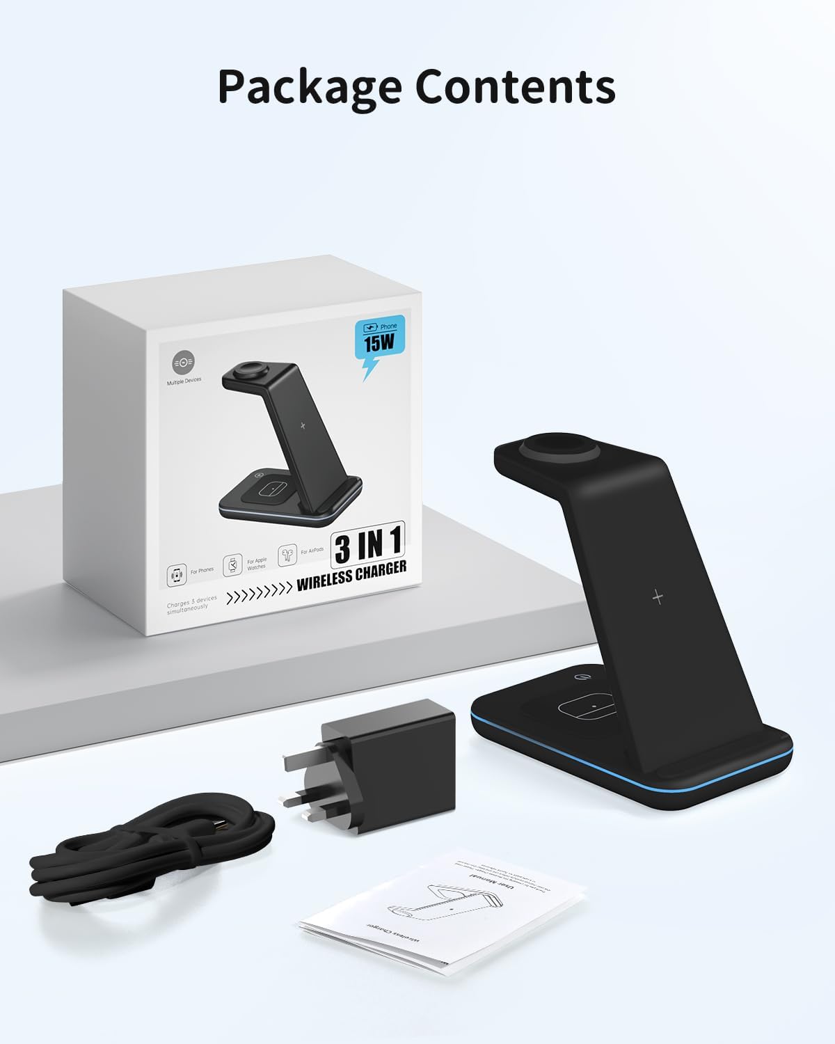 Detalle 2 de GEEKERA 3 in 1 wireless charger 4.8oz