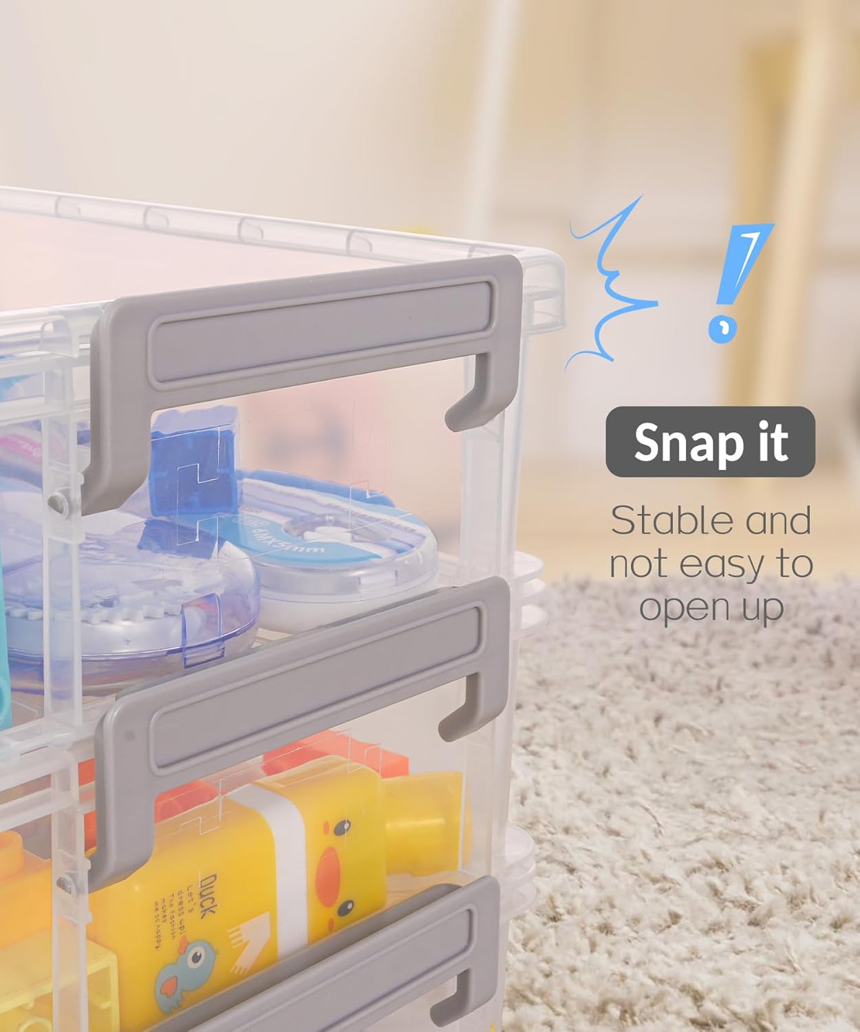 Detalle 2 de Sooez 6-Pack Extra-Large Pencil Boxes, Stackable Clear Plastic Cases
