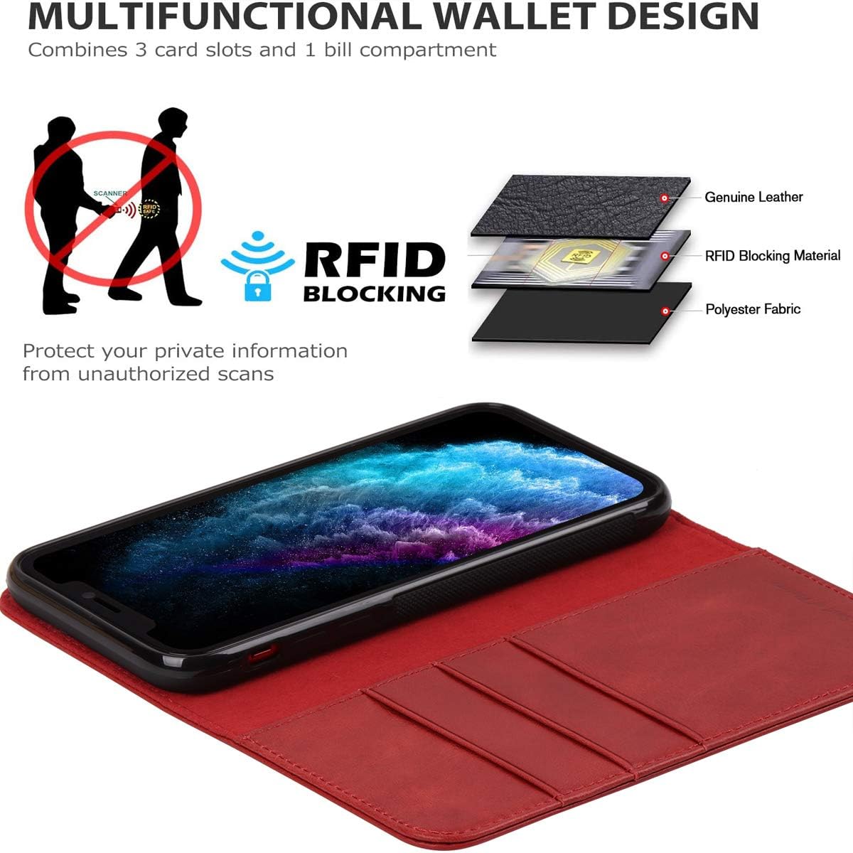 Thumbnail 3 de iPhone 11 Pro Max Lederhülle mit RFID