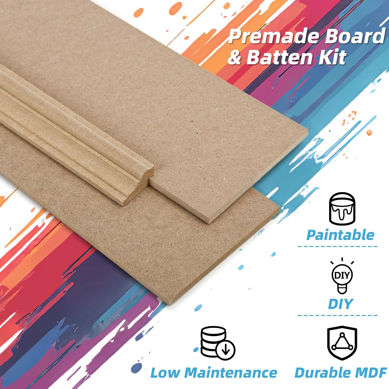 Detalle 1 de Art3d MDF-panelkit 210 x 113 cm med förtillverkade lister och kantlister