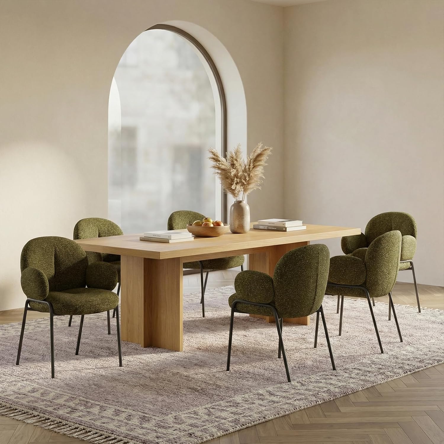 Thumbnail 6 de Goeurvant Lot de 4 Chaises de Salle à Manger Vert avec accoudoirs – Dossier ergonomique, assise en mousse mémoire et pieds réglables
