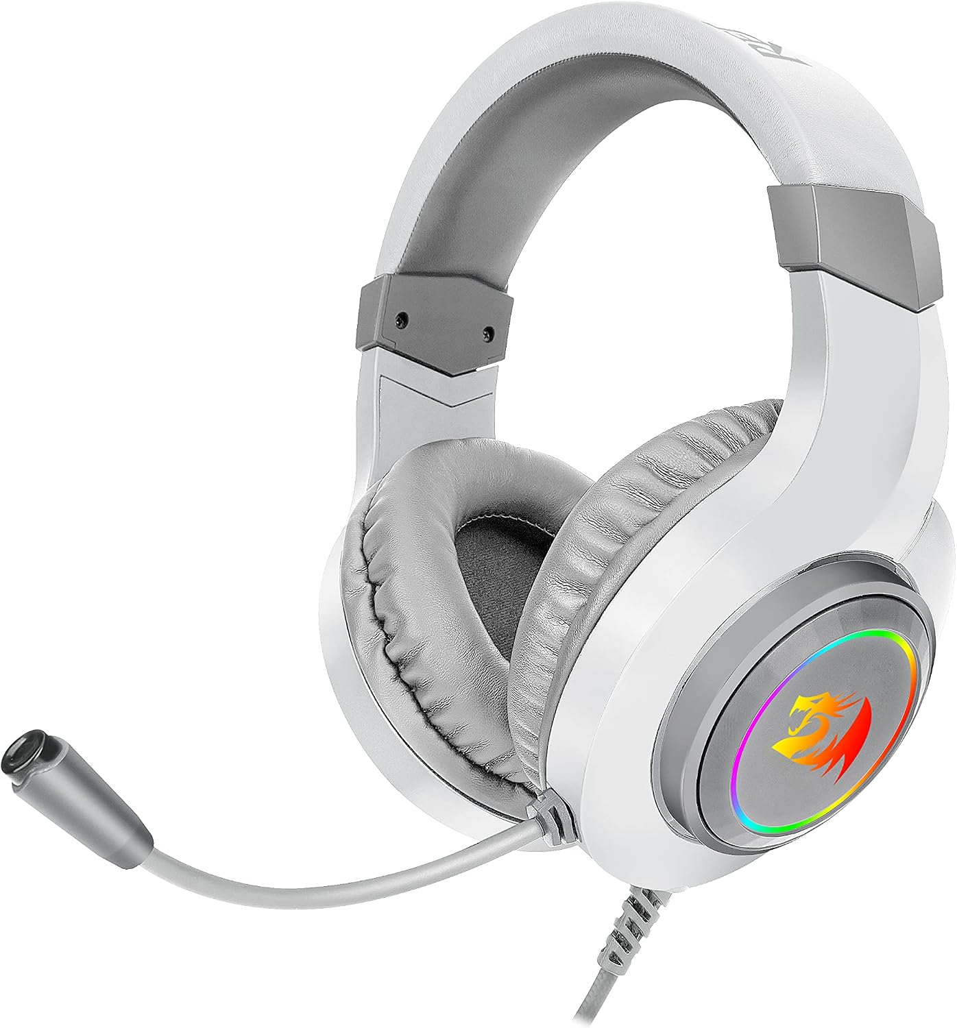 Detalle de Redragon H260 Hylas kabelgebundenes Gaming-Headset (50-mm-Treiber) mit Mikrofon und RGB – weiß