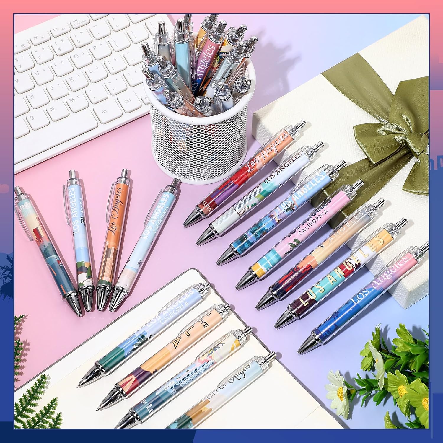 Detalle de Sayglossy ロサンゼルスデザイン ボールペン 30本セット、15種類・黒インク