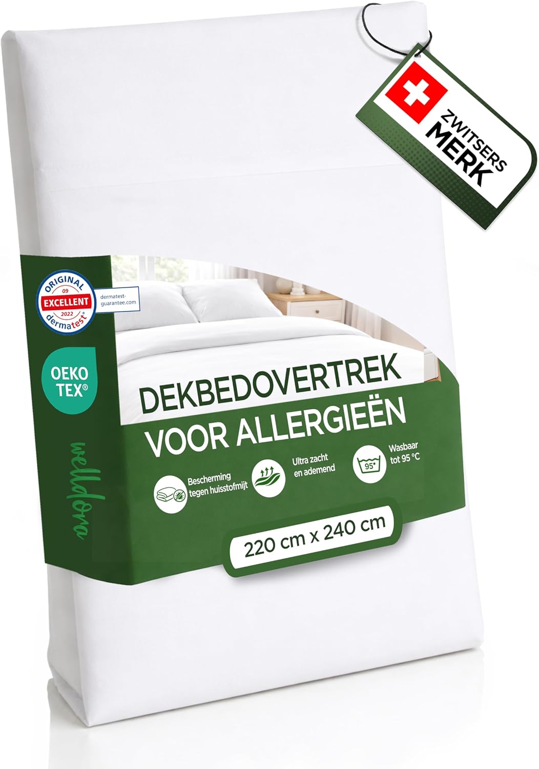 Detalle de Welldora 8G-HV5Q-D220 dekbed-encasing 220x240 cm, allergiehoes, wasbaar tot 95 °C
