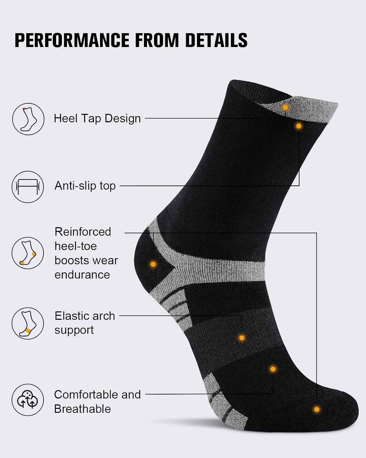 Detalle de Niorasen Men's Crew Socks 78.6% Cotton