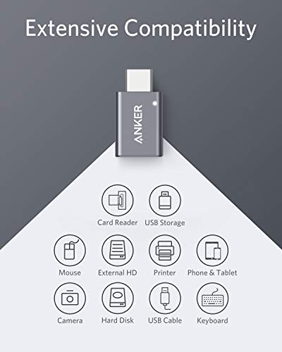 Detalle 2 de Anker USB-C to USB-A Adapter (2 Pack): Slim, Durable USB 3.0 Female Expansion