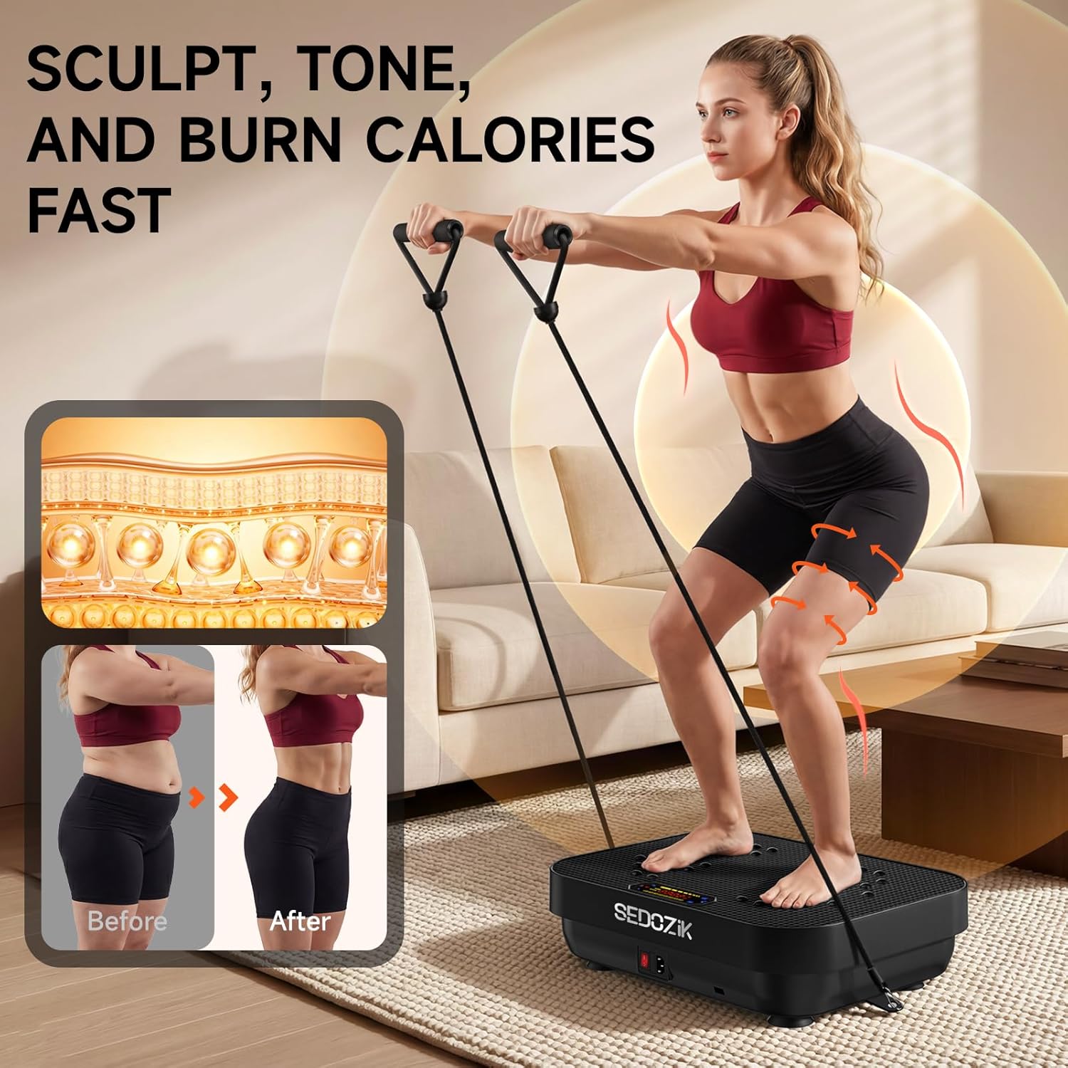 Thumbnail 1 de SEDOZIK Vibration Plate Exercise Machine (450 lb Capacity) with Bluetooth, 120 Speeds & Resistance Bands
