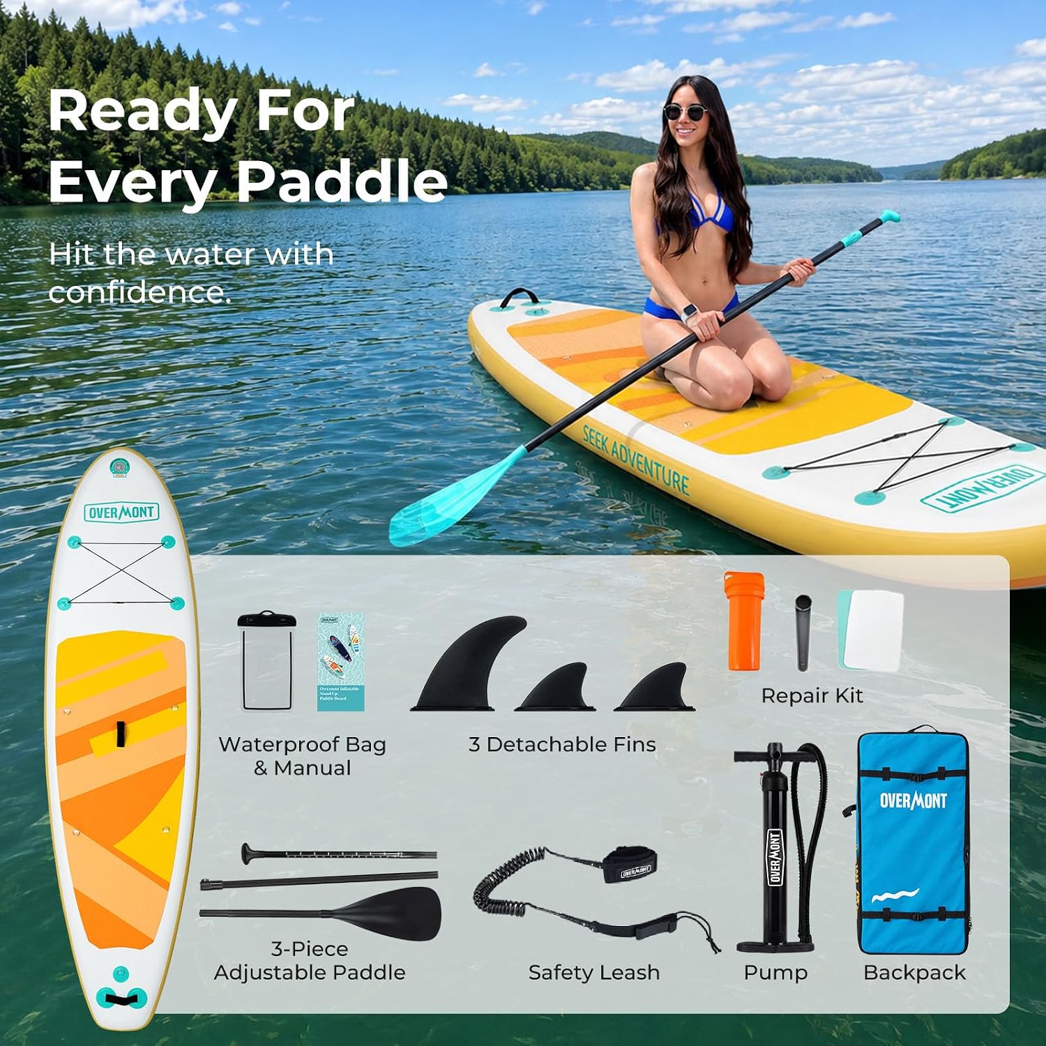 Detalle de Overmont Inflatable Stand-Up Paddleboard 10'6