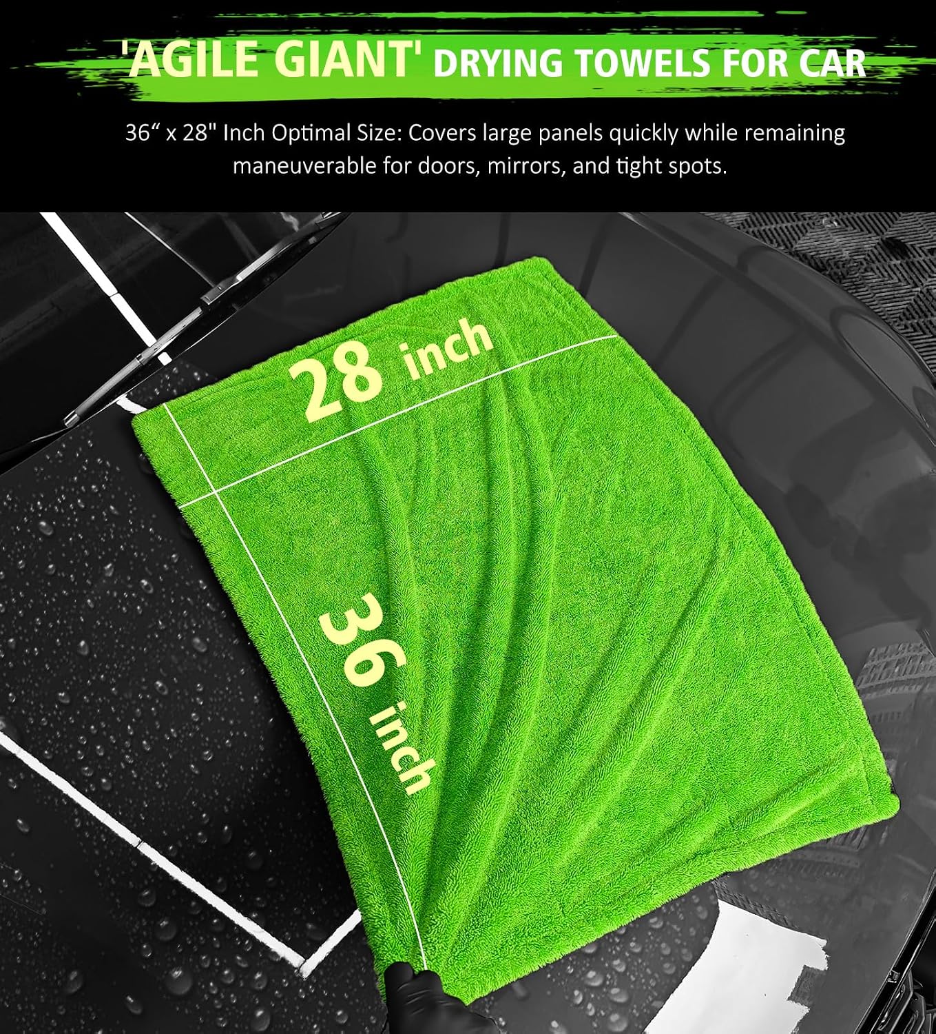Thumbnail 2 de YeewayVeh YW-P00170 3-Piece Microfibre Car Drying Towel Set, 1400 GSM