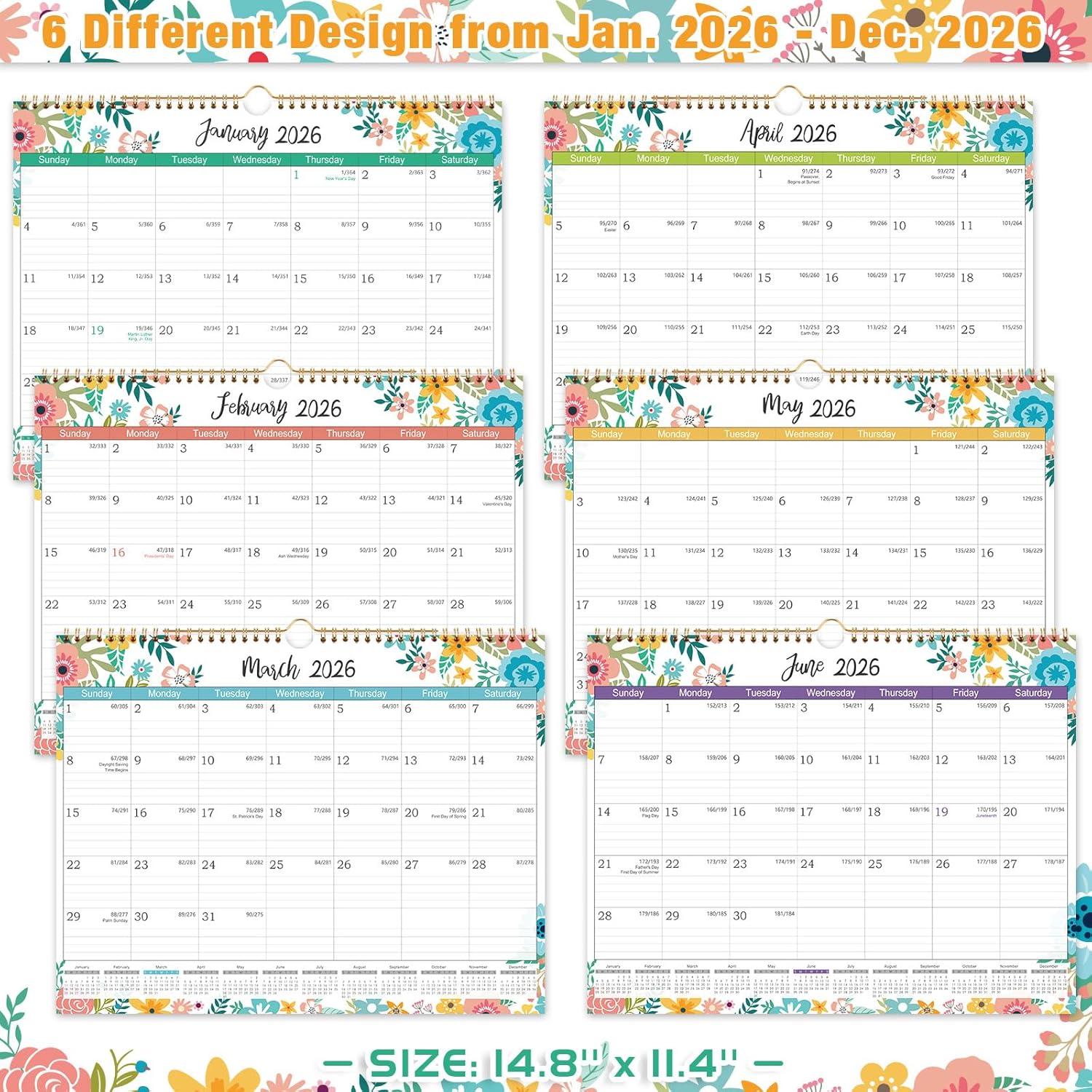 Thumbnail 4 de 2026 Wall Calendar, 14.8 x 11.4 in ⏳