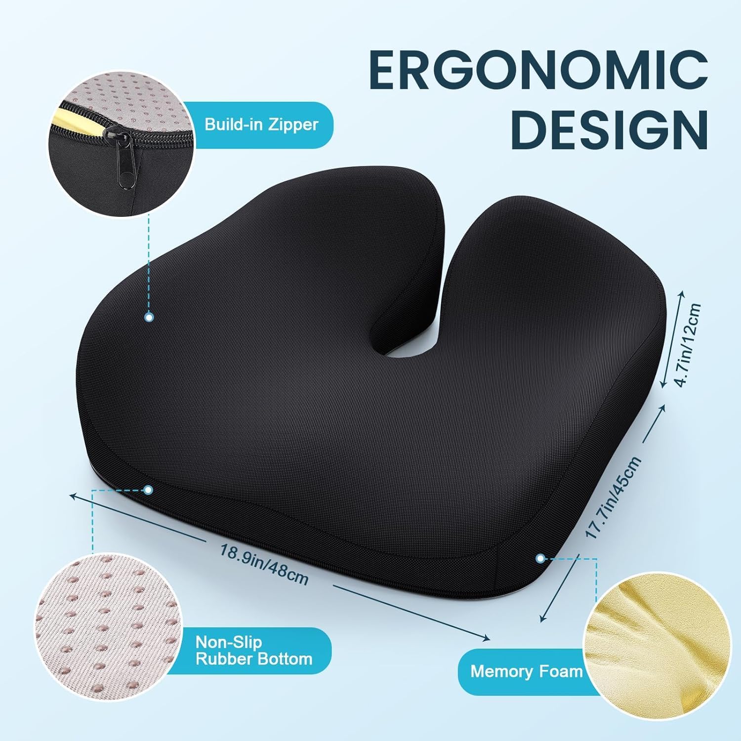 Thumbnail 1 de Benazcap Memory Foam Seat Cushion for Office Chairs and Cars