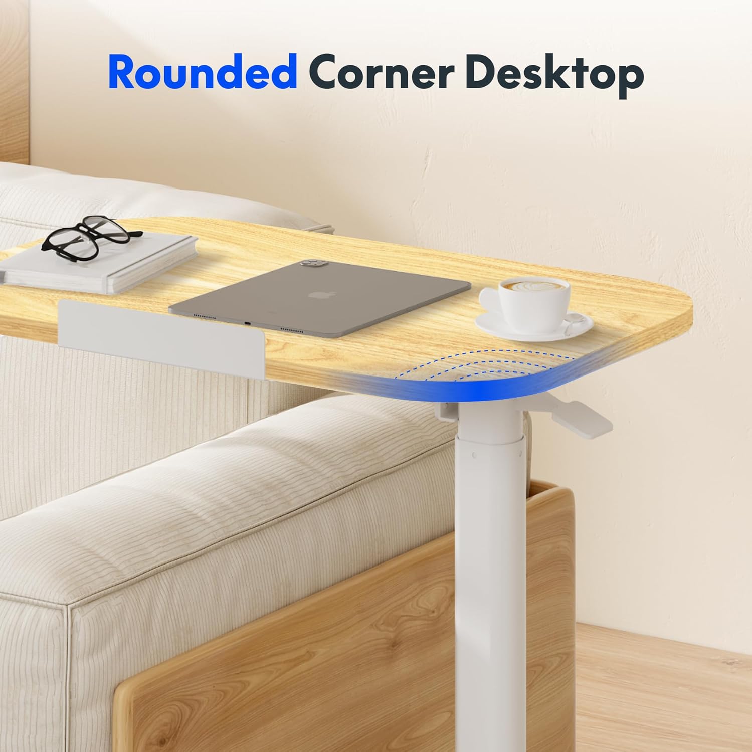 Thumbnail 6 de FLEXISPOT Overbed Table with Wheels – Adjustable, tiltable maple bedside desk (60 x 40 cm)