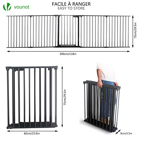 Detalle de VOUNOT Barrière de Sécurité Pliable Grande Version 3M – Barrière de Protection cheminée 5 Panneaux Pré-assemblé