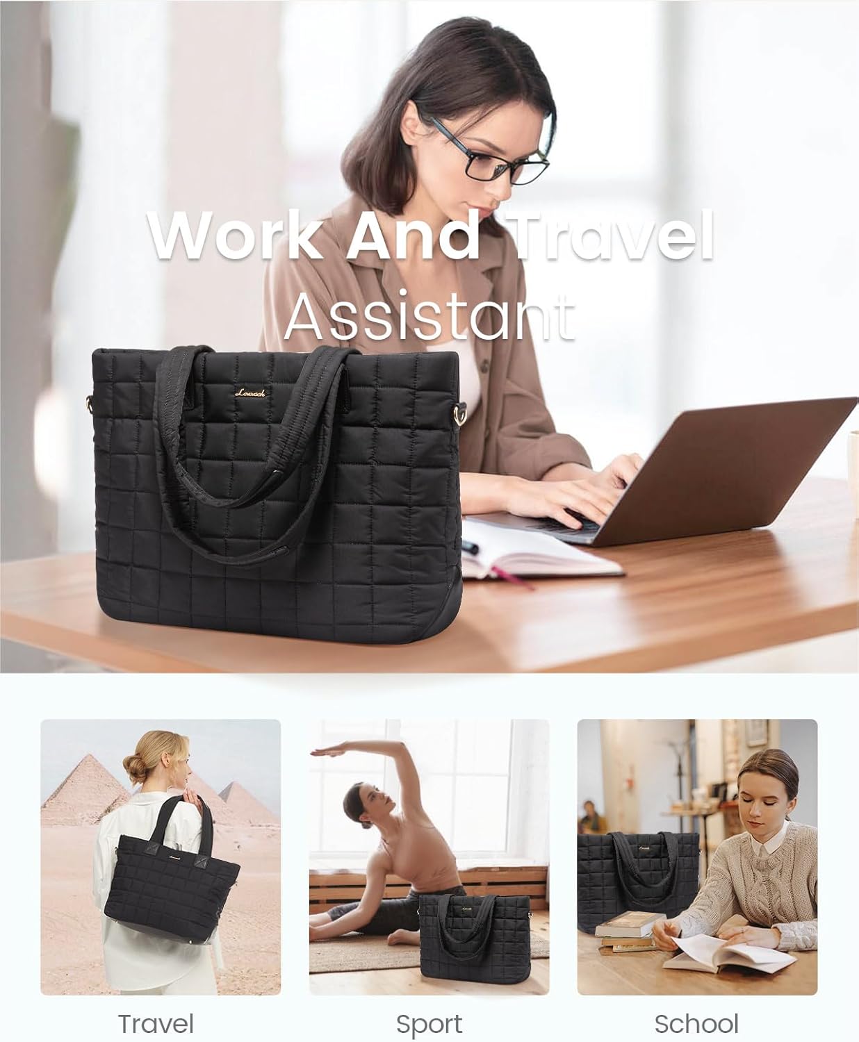 Thumbnail 1 de LOVEVOOK Tote Bags for Women: Large Work Bag with 17.3" Laptop Compartment and 35L Capacity