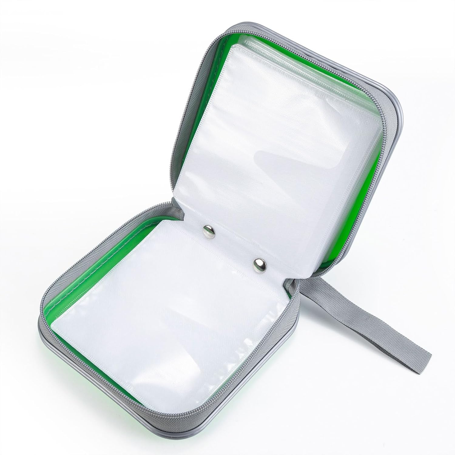 Detalle de LIOVODE 48 Capacity CD Case – Portable DVD Wallet in Green
