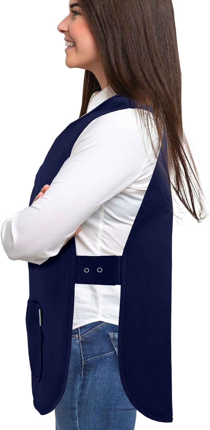Detalle de LINEN CLOSET® Unisex Tabard Apron with Pockets – Durable Work Tabards for Kitchens and Cleaning