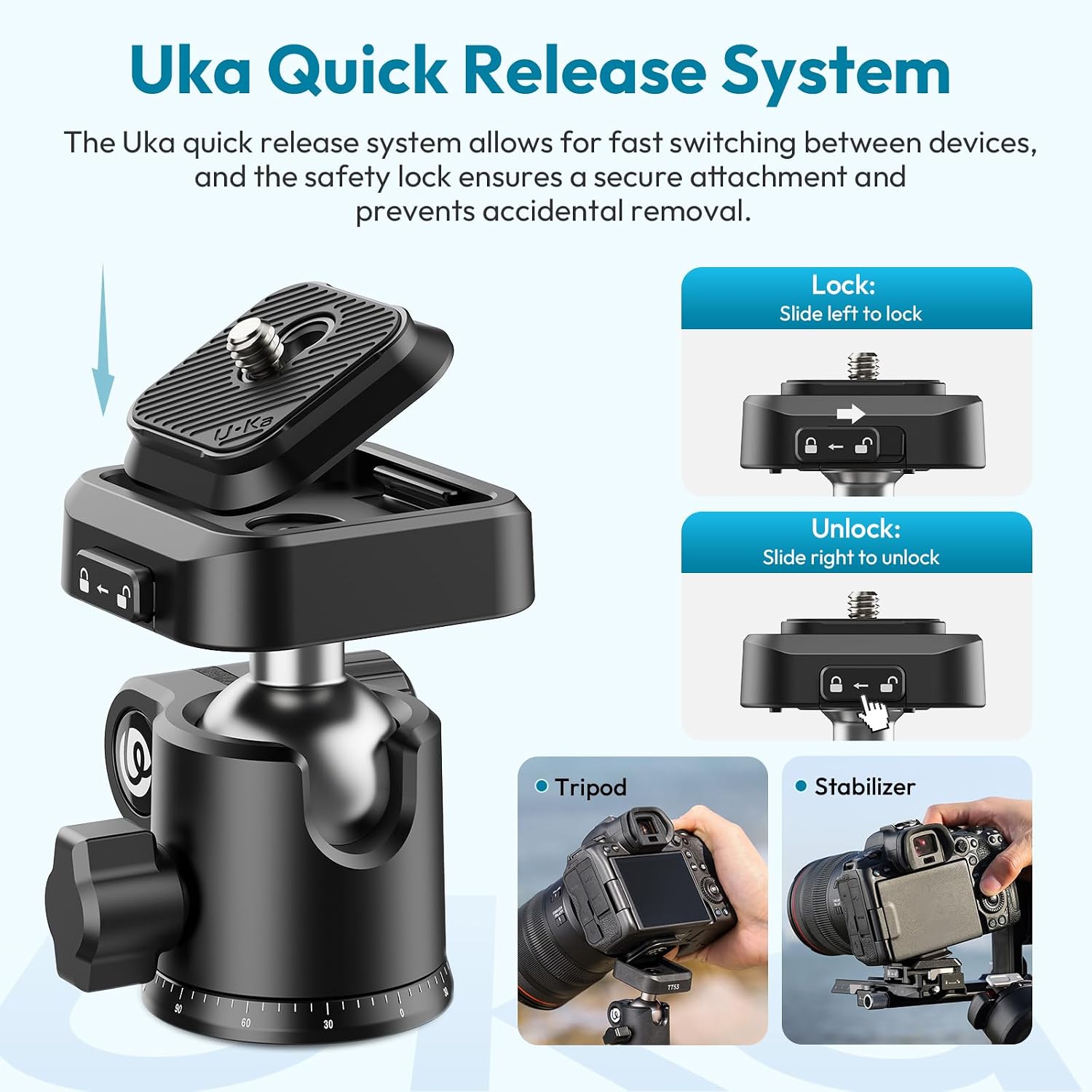Thumbnail 2 de ULANZI TT53 71inch camera tripod with 360° ball head and Uka quick-release plate