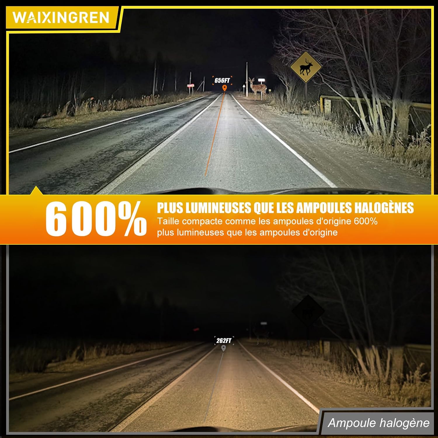 Thumbnail 6 de WAIXINGREN Ampoules LED H4 36000 lm (120 W) 6500 K, 1:1 Plug and Play – Pack de 2