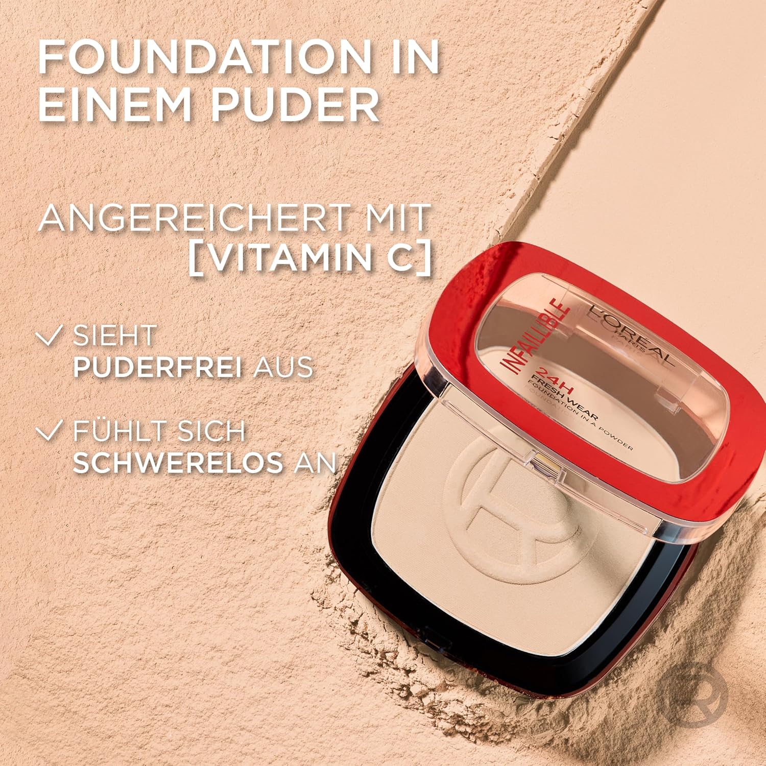Thumbnail 6 de L’Oréal Paris Infaillible 24H Fresh Wear Foundation Puder Nr. 180 Rose Sand – wasserfest, hohe Deckkraft