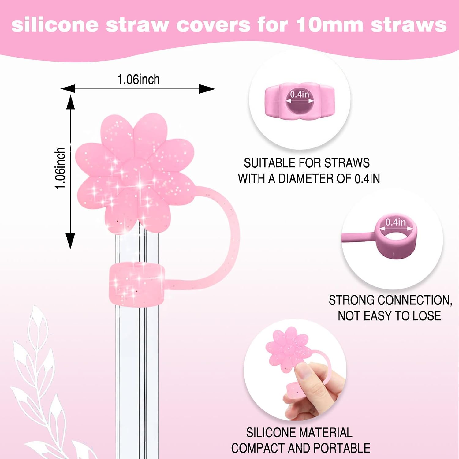 Detalle de Silicone Cup Accessories, 10mm Straw Covers