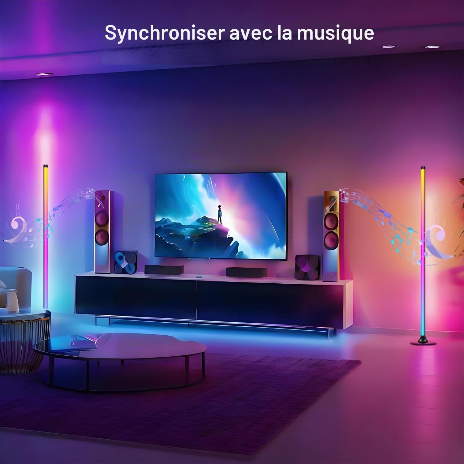 Detalle 2 de ONSTUY WS8812B led-vloerlamp, set van 2, 1,2 m, dimbaar RGBW met app
