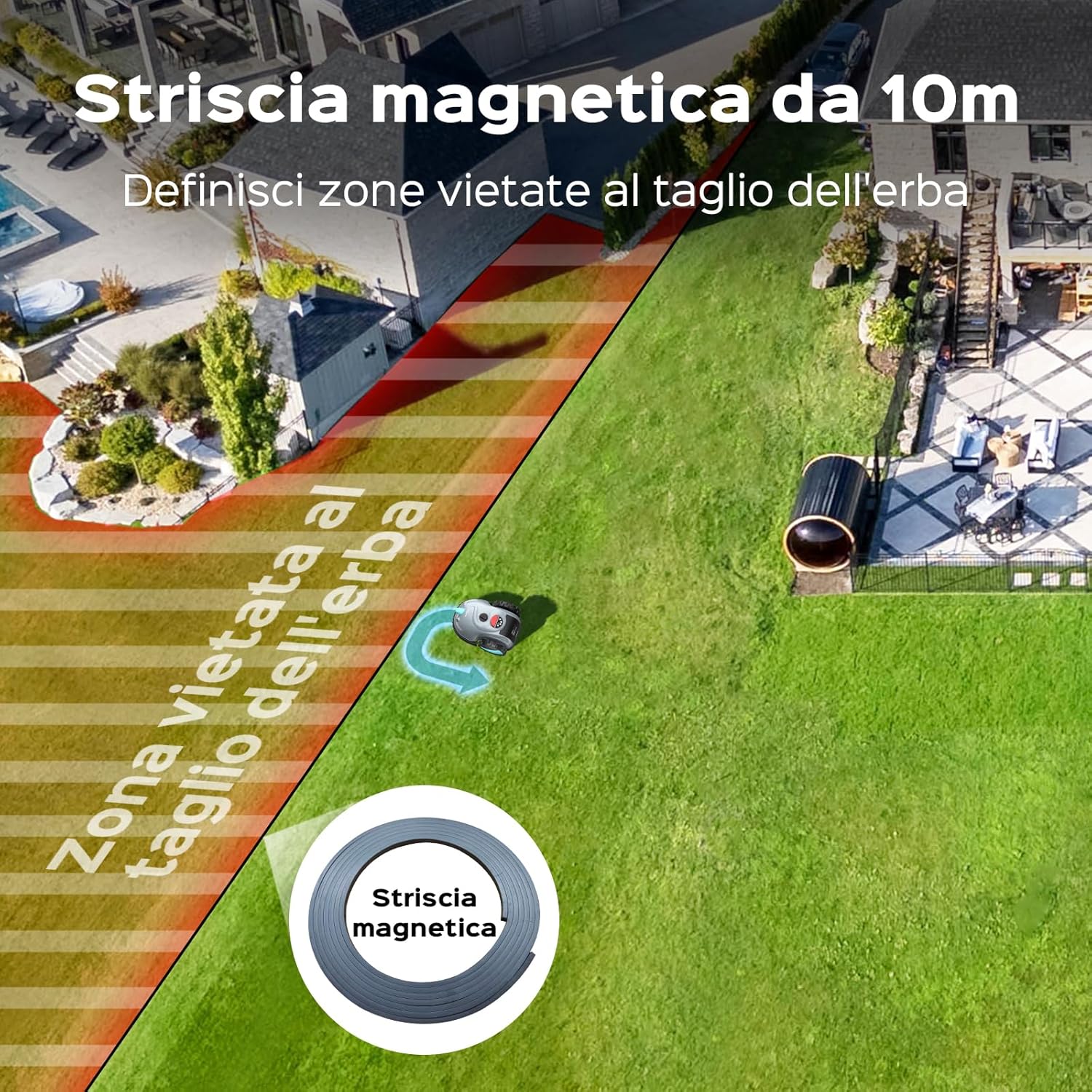 Thumbnail 4 de YARDCARE V100 Robot Tagliaerba senza filo con navigazione visiva e ostacoli (150 tipi), batteria 4,0 Ah